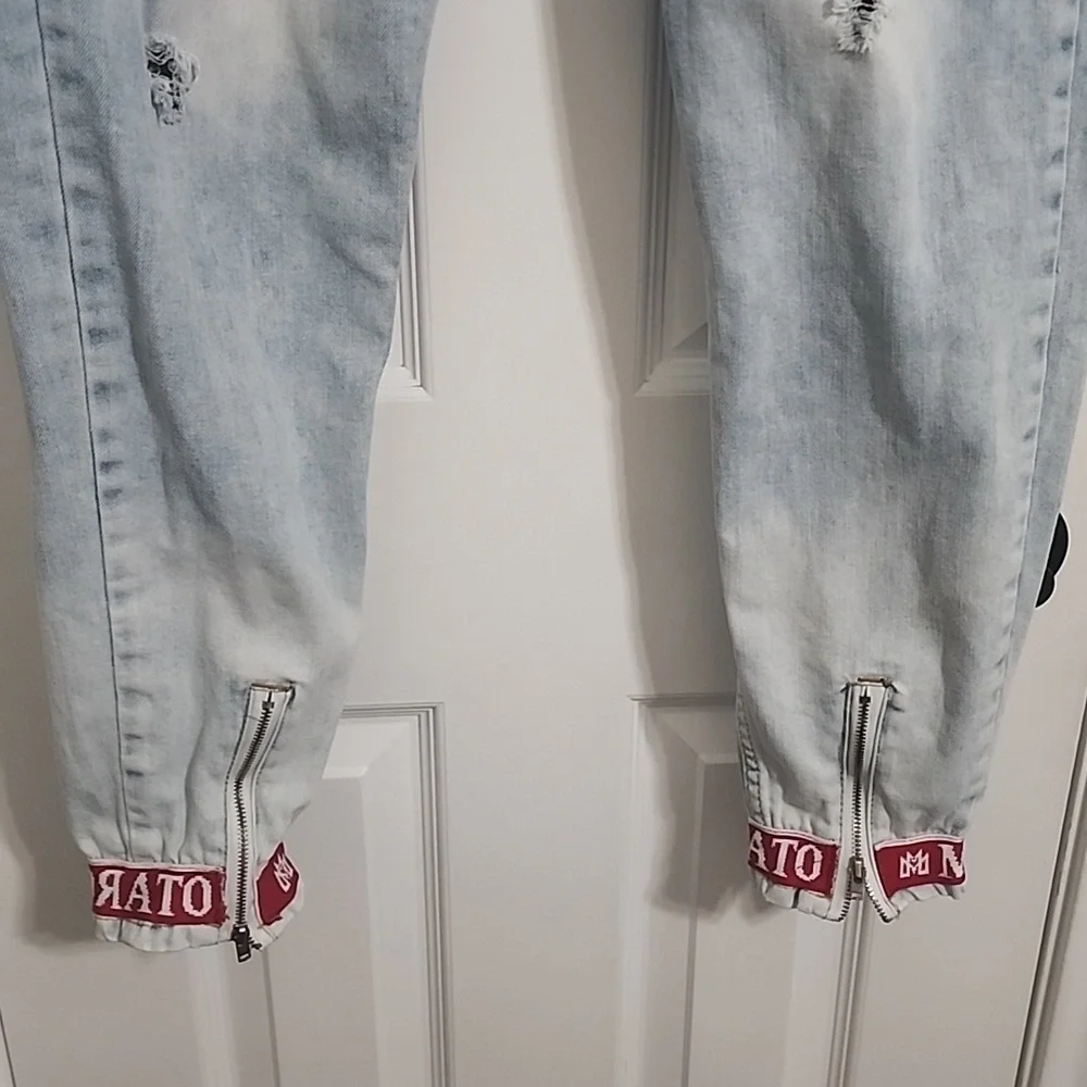 Mario Morato Men's Skinny Patch Jeans Streetwear European Size 32​​​​​
